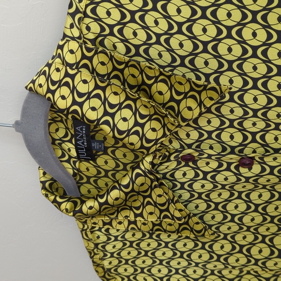 100% Silk Juliana Collezione Geometric Neon Print Tiered Collar & Cuffs Size 10 - Picture 3 of 10